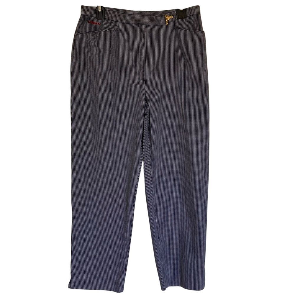 Lauren Ralph Lauren Navy Gingham Check Trousers Gold Logo Hardware Pants
